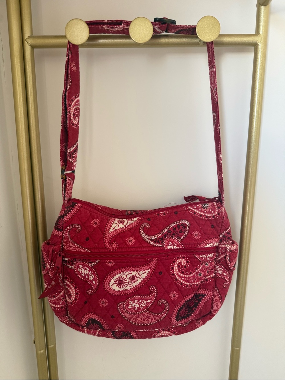 Vintage Vera Bradley Red Paisley Crossbody Satchel w/ Matching Wallet